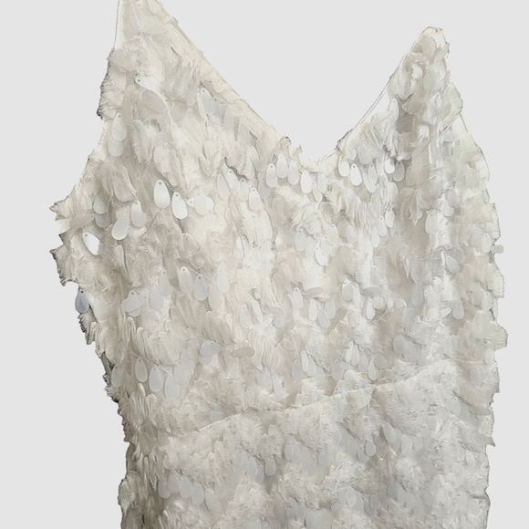 Nwot Just Me White Oval Sequined Spaghetti straps Cocktail Mini Dress - Picture 7 of 17